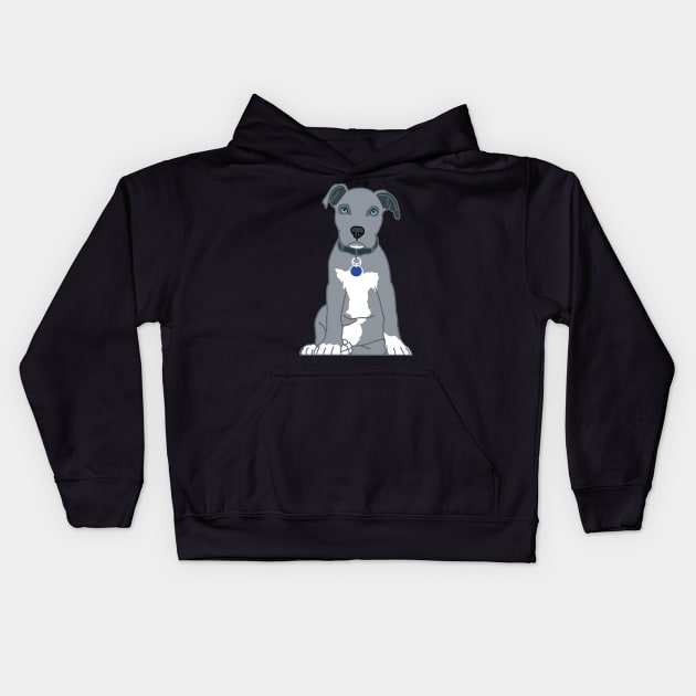 Pitbull Grey Staffordshire Terrier Kids Hoodie by Rosemarie Guieb Designs